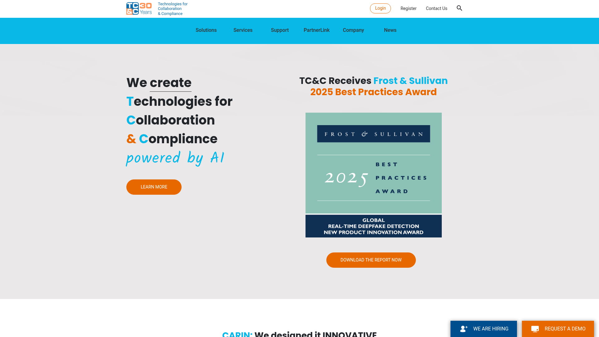 tcandc.com weboldal főoldala